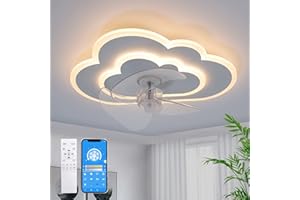 AOLED Deckenventilator Mit Beleuchtung LED Wolke Deckenleuchte mit Ventilator Dimmbarer mit Fernbedienung 6 Geschwindigkeiten,Lampe mit Ventilator 52W für Schlafzimmer Wohnzimmer Kinderzimmer 60CM