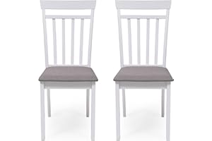 Homely | Set Mit 2 Esszimmerstühlen oder Küchenstühlen - Kansas | Gestell Holz Farbe Hellgrau | Gepolstert Farbe Grau | Ergonomische Rückenlehne | Stuhl für Esszimmer, Wohnzimmer oder Küche | Weiß