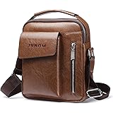 JSNOM Borsello Uomo Pelle Tracolla Piccola: Borsa Spalla con Tasca Posteriore Antifurto per Viaggio Scuola Lavoro Casual (Ner