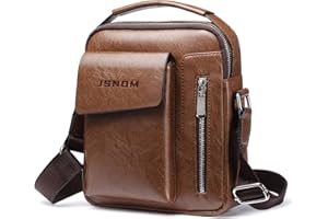 JSNOM Borsello Uomo Pelle Tracolla Piccola: Borsa Spalla con Tasca Posteriore Antifurto per Viaggio Scuola Lavoro Casual (Nero)