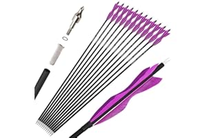Wolfman 12X Archery Carbon Arrows Spine 500 Archery Target Arrows Recurve Arrow Compound Arrow Hunting Arrow with 5" Nature Feather Arrows for Recurve Bow Compound Bow