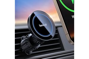 Lamicall for Magsafe Car Mount Charger - [15W Top Charging] Magnetic Wireless Car Charger with 20x N52 Magnets, Hands Free Air Vent Phone Holder Cradle for iPhone 17 16 15 14 13 12 Series - Black