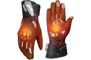 KEMIMOTO Guanti Riscaldati Moto Uomo, Ricaricabili Guanti Moto Invernali Impermeabili Touch Screen con 3000 mAh Power Bank, Adatti da -20°C a -5°C, Ideali per Motoslitta Escursionismo Ciclismo