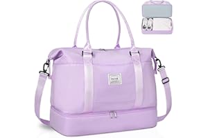 BAGAIL Bolsa de viaje – Bolsa de viaje para fin de semana y gimnasio con bolsillo húmedo, bolsa de mamá para trabajo de parto y parto, B-Púrpura, XL, Bolsa de viaje mejorada