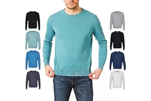 Castle Point Maglione Pullover Maglione da Uomo 100% Cotone, Girocollo/Scollo a V