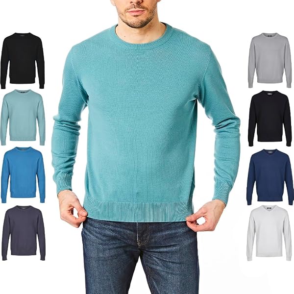 KUYIGO Pull Homme Col V – Tricot Fin Doux Et Chaud – Coupe Ajustée Décontractée – Noir, Gris, Bleu Marine – S à XXL