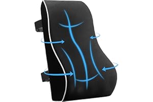 Zyluniy Cojín de Soporte Lumbar Ergonómic, Cojín Lumbar, Almohada Ergonómica Espuma con Memoria para la Espalda con Funda Antie Stática Adecuado para el Hogar, Oficina (Negro)