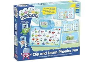 ALPHABLOCKS Clip & Learn Phonics Fun Toy - Interactive Alphabet Learning Toys with 10 Phonics Games - Letter Sounds, Word Building & Reading Skills Development for Ages 3+