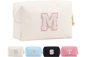 TOLMAIERTU Personalisierte Make-up Tasche für Frauen,A-Z Initialen wasserfeste Reise Kosmetiktasche aus Leder,Geburtstagsgeschenk für Frauen und Mädchen,Kosmetiktasche für Braut und Brautjungfer