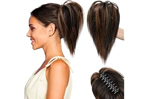 BRIKABIA Haarteil Dutt Haarteil Blond Haaren Hochsteckfrisuren Haarverlängerung Messy Bun (Dunkelbraun mit Highlights)