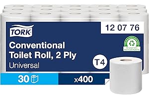 Tork 120776 Papier toilette universel / Compatible avec le système T4 / 2 plis / lot de 30 (30 x 400 feuilles)