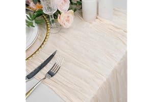Babenest 3 Packs Beige Cheesecloth Table Runner, 10 ft Rustic Cheese Cloth, Boho Gauze Semi-sheer Long Tablecloth Decoration for Kitchen Romantic Wedding Party Bridal Baby Shower(300 X 90 cm)