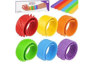Ainiv 6-pack sensoriska slaparmband, mjuka fidgetband för stress och ångestlindring, silikontexturerat fidgetarmband för klas