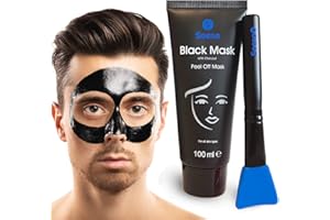 Das ORIGINAL - SOENA® for MEN Black Mask + MASKENPINSEL | XXL Tube 100 ml | Entfernt Mitesser – Peel-Off Maske - Gegen unreine Haut | Mit Aktivkohle | Schwarze Maske zum abziehen | Blackhead Mask