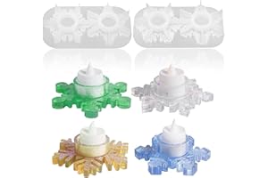 IETWATE 2PCS Snowflake Candle Moulds, DIY Tealight Candle Molds, Candlestick Silicone Moulds for Resin, Snowflake Candle Holder Resin Moulds, for Party Decoration Home Decorations