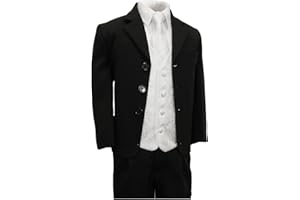 Paul Malone - Festlicher Kinderanzug (tailliert) schwarz + weisses Hochzeit Westen Set