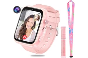 OKYUK 4G Smartwatch for Kids, GPS Tracker, Multiple Desktop Styles to Choose From, Two-Way Calls, Image Competence, SOS, Wi-Fi, Waterproof Touch Screen for 4-12 Boys and Girls (T45 Pink)