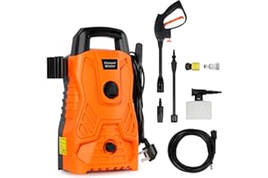 GURYON Electric Pressure Washer,1300w Max.100Bar Power Washer,Jet Washer with Foam Cannon for Cars/Fences/Driveways/Home/Patios