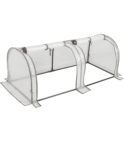 ECI PVC Broeikas 120x80x60 cm Pallets Foliekas Broeikas Teelt, Zwart Metaal Frame, Oprolbare Deur, Oprollen, Heder