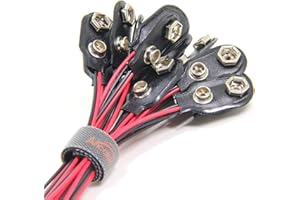 ANCABLE 5 Stück 9-V-Batterie-Schnappverbinder I Typ, 9-Volt-Batterieklemmen-Anschluss Schnalle Kunststoffgehäuse, Typ I