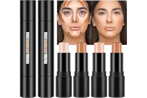 LOPHE Krem do różu w sztyfcie, 2 sztuki konturowego sztyftu do makijażu, róż z różu w sztyfcie, rozświetlacz twarzy i bronzer konturowy, świecący makijaż twarzy (zestaw C)