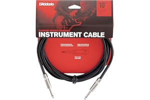 D'Addario Guitar Cable - Guitar Lead - Instrument Cable - Guitar Accessories - Custom Series Braided Cable - 10 Feet/3.05 Meters - Black - 1 Pack
