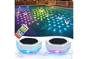 Cozymeow Lumiere Piscine Lampe avec Télécommande, Lampe Piscine LED Etanche Flottante Hors Sol 7 Couleurs 3 Modes IP68 Étanche, Boule Lumineuse Piscine Solaire pour Étang Spa Jardin Fête, 2 Pièces