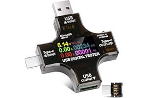 diymore USB Tester Messgerät 2-in-1 USB C Messgerät Digital Multimeter Strommessgerät USB Power Meter, Spannung Voltmeter, Strommesser, Leistungskapazität Detektor