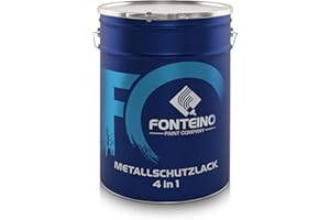 Fonteino Peinture métal glycéro 3 en 1 Ultra résistante - Protection fer, acier - Antirouille, Hydrofuge - Gris clair 5L