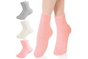 CIATBYYJ 3 Paar Kuschelsocken Damen, Gel Socken,Feuchtigkeitsspendende Spa-Socken,Rutschfeste Korallen-Fleece-Lotion-Socken für Damen, Spa, Pediküre, Fußpflege, Socken（EU-Größe 36-42）