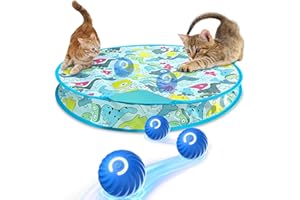 BITOYO Pelota de Juguete Interactiva Gatos, Juego de Pelota Automática Gatos con Juego de Pelota rodante Interactivo Gatos de Interior, Juguete Automático para Gatos de Rápido Rodaje