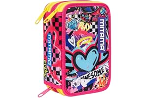 Mitama Astuccio Scuola 3 Scomparti, URBAN QUEEN, Astuccio Attrezzato, Per bambini e ragazzi, Scuola e tempo libero