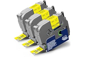 3x Labelwell 18mm x 8m Cinta de Etiquetas Compatible para Brother P-touch TZe-641 TZe641 TZ-641 Negro sobre Amarillo Tape para Brother PT-D400 PT-D450 PTD600 PTD700 PT-P710BT P910BT 2430 Etiquetadoras
