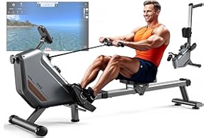 MettleMatic Máquina de remo para el hogar plegable: 300 Newton 16 niveles de resistencia magnética – Remo Bluetooth con 150 kg de carga y 2 años de garantía