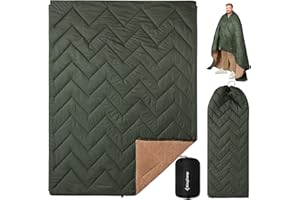 KingCamp Camping Blanket Thermal,All-Weather Warm Sherpa Fleece,Travel Blanket, Camping Quilt,Camping Equipment for Picnic,Beach, Hiking,Car,Outdoor & Indoor (Khaki/Olive,200x145cm)