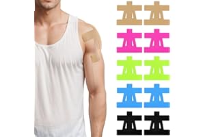 BD-HEREGO 10 PCS Kinesiology Tapes for Shoulder, Elastic Waterproof Pre Cut Sports Tapes for Muscle Discomfort Relief, Breathable Shoulder Tape (Black, Skin Color, Blue, Green, Wine Red)