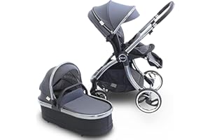 Nebula, by Venture Pram Travel System, Foldable Pushchair, Reversible seat, Carrycot, and adapters (Metro Grey)