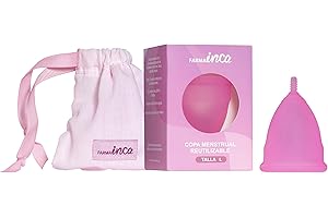 FARMA INCA Coupe menstruelle fabriquée en silicone médical, hypoallergénique, 100 % sans danger - Facile à utiliser - Jusqu'à 12 heures de protection - Comprend une housse de transport (L)