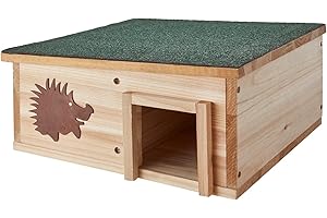 CLIFFORD JAMES Garden Gear Hedgehog House Fir Wood Garden Hibernation Box with Waterproof Pitched Roof Concealed Chamber Wildlife Shelter 40×40×19 cm UK