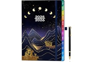 ZXHQ Agenda 2025-2026 Settimanale A5, Diario Settimanale e Mensile per la Scuola 2025/26, con Linguette Mensili Colorate, da Agosto 2025 a Luglio 2026, con Set di Penne e Tasca Interna - Cielo Stellato