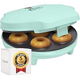 Bestron Donut Maker in Retro Design, Mini Electric Donut Maker for 7 Small Donuts, Including Cooking Traffic Light and Non-St