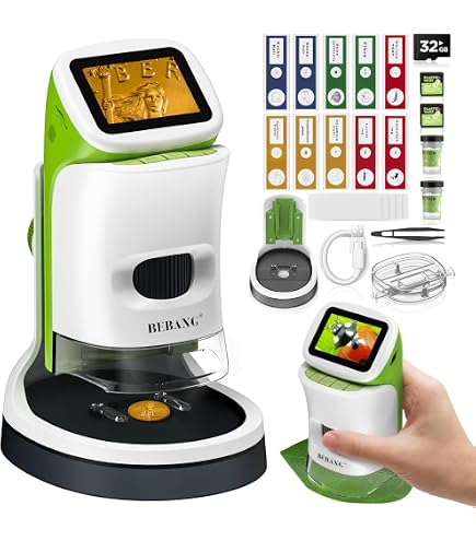 USCAMEL Microscopio Digitale Portatile Per Bambini – 1000x Zoom, Schermo LCD 2 Pollici, Foto E Video, Con Scheda 32GB – Colore Viola