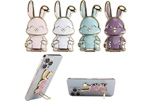 LEUUD 4 Pièces Anneau Telephone Portable Lapin, Bague Telephone Portable Rotation à 360°, Ring Holder pour Smartphone Anneau Support Universel pour iPhone, Huawei, Samsung et d'autres Smartphones
