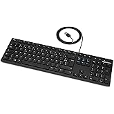 Amazon Basics Wired USB keyboard with French layout, matt black