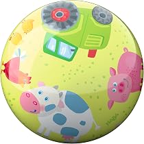 HABA Ballon Forêt 14 cm pour Enfants dès 2 Ans – Ballon de Jeu en Plastique avec Motifs d'Animaux et Valve, Brillant, idéal Jardin, Plage et intérieur – 2012756001