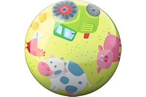HABA Barnboll bondgårdsdjur – 22 cm, med ventil, robust plast, färgglad lekboll för inomhus och utomhus, från 2 år – 20127450
