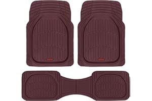 Motor Trend 923-BD Burgundy FlexTough Contour Liners-Deep Dish Heavy Duty Rubber Floor Mats for Car SUV Truck & Van-All Weather Protection, Universal Trim to Fit