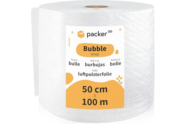 packer PRO Rouleau de papier bulle Idéal pour l'emballage, déménagement, protection, Expédition Colis 50 cm x 100 m de long