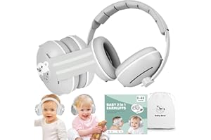 Oskuglin Cascos Antiruido Bebé 2 en 1, Protectores Auditivos para Bebés y Niños 3-48 Meses, Reducción de Ruido, Ajustables y Cómodos para Dormir, Avión y Fiestas para y bebés,Bebé Cascos