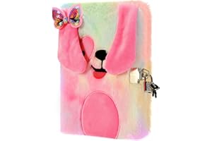 PESLNG Diario Segreto Bambina - Diario con Lucchetto, Ideale per la Scuola e Come Regalo per il Ritorno a Scuola e Occasioni Speciali (Cani dalle lunghe orecchie, Multi)